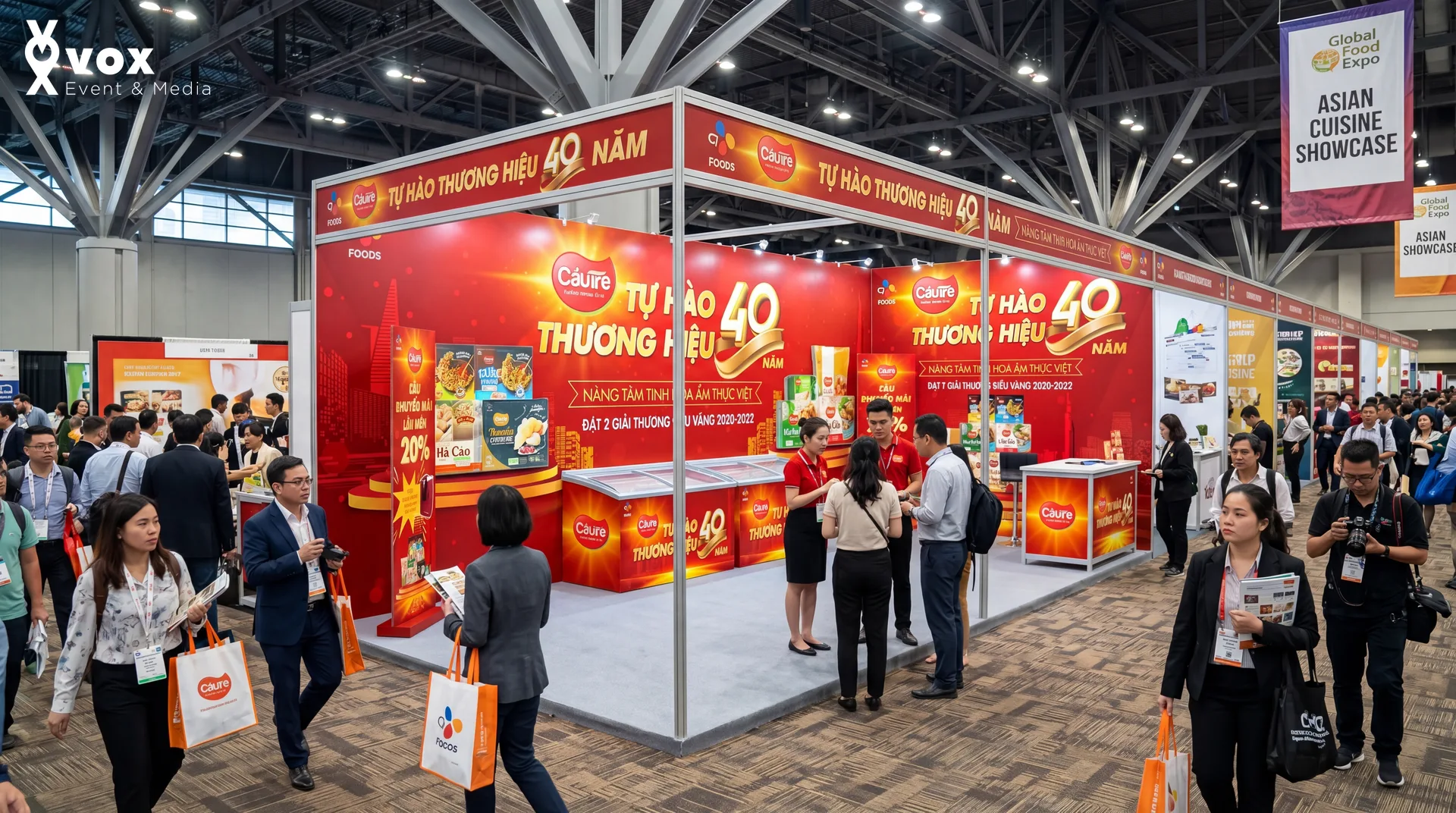 Gian hàng triển lãm Cầu Tre (CJ Foods) do VOX thiết kế và thi công tại Global Food Expo TP.HCM 2025