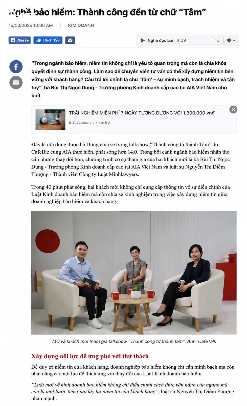 Cafebiz x AIA – PR, talkshow và digital PR planning cho ngành bảo hiểm