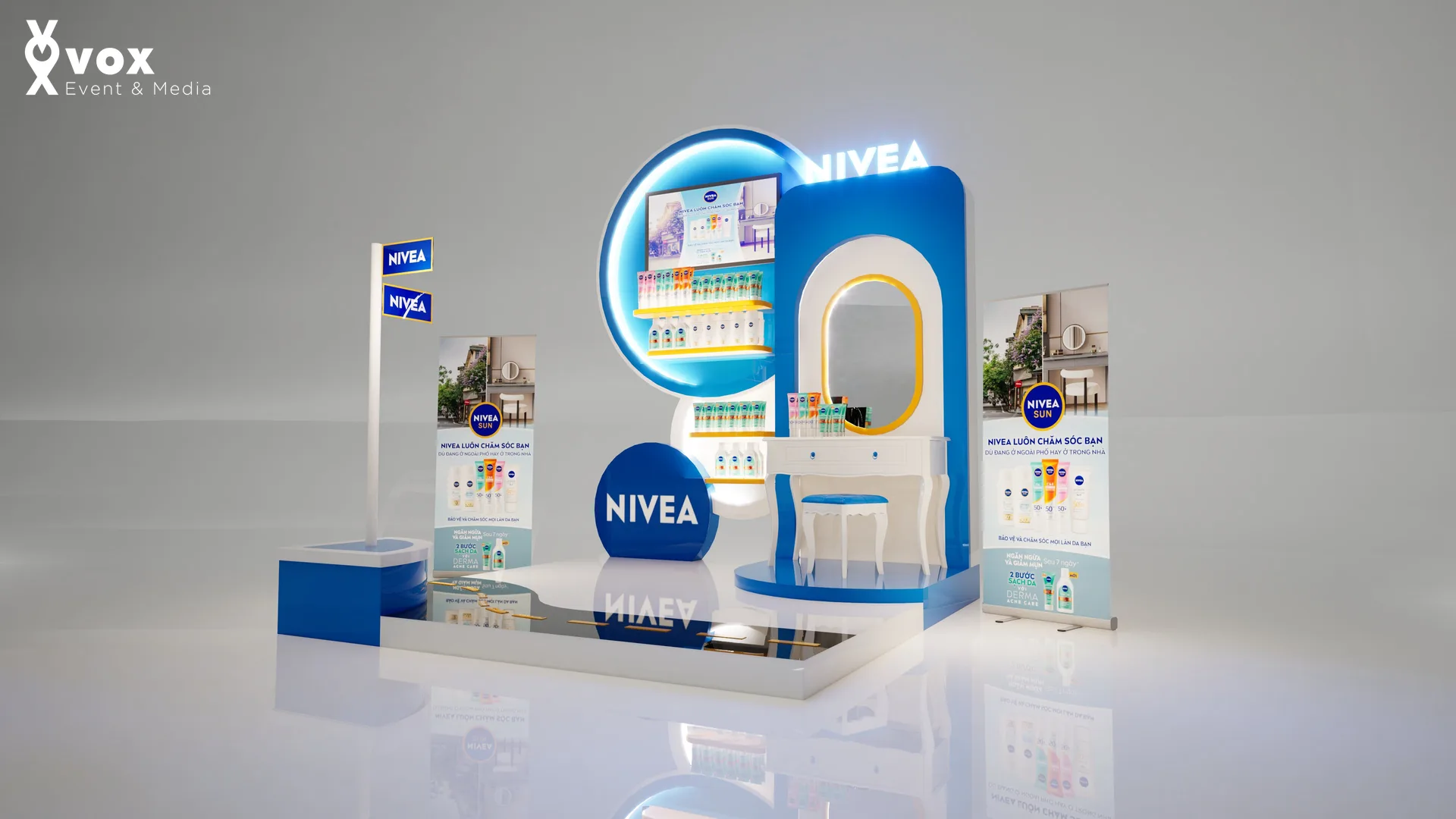 Booth Nivea – sản xuất và thi công kết cấu trưng bày sản phẩm bởi VOX